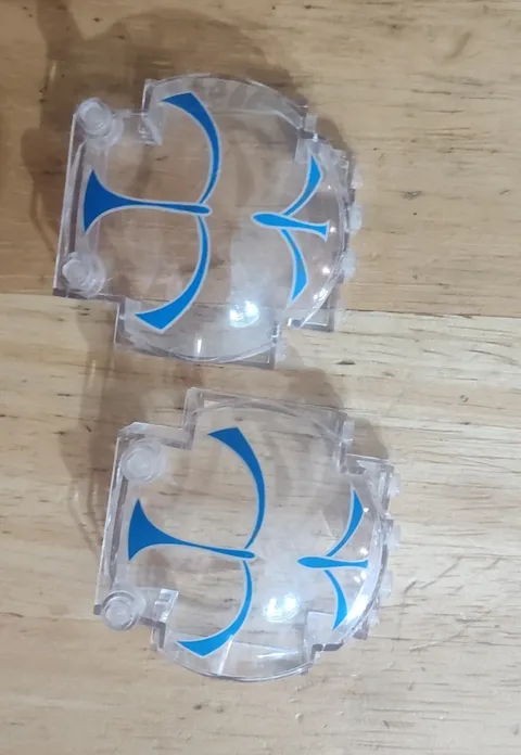 2 Trans-Clear Windscreen 3 x 6 x 5 Bubble with SW Blue Forcefield Pattern Lego