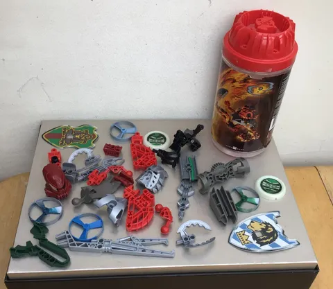 BIONICLE SPARE PARTS Mixed Assorted Pieces Extras Lot Plus Cannister Shield Mask