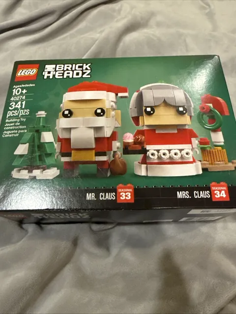 LEGO Brick Headz 40274 Christmas Mr. & Mrs. Claus Santa 341 pc 2018 Retired New
