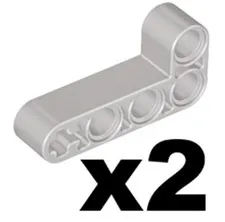 Lego Light Gray TECHNIC Liftarm Modified Bent L-Shape 2 x 4 Qty 2 Part 32140 T1