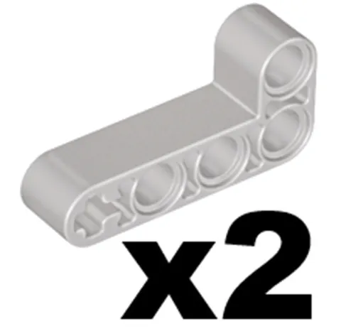 Lego Light Gray TECHNIC Liftarm Modified Bent L-Shape 2 x 4 Qty 2 Part 32140 T1