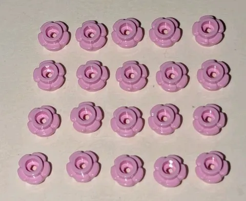 Lego Lot Of 20 FLOWER EDGE 1x1 with 5 Petals BRIGHT PINK Pieces Part # 24866