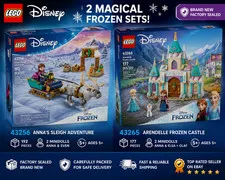 LEGO Disney Frozen 43256 Anna's Sleigh Adventure and 43265 Arendelle Castle