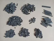 LEGO BULK LOT 450 DARK BLUISH GRAY PLATES 1X1 1X2 1X3 1X4 1X5 1X6 1X8 1X10 1X12