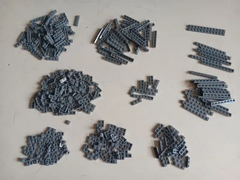 LEGO BULK LOT 450 DARK BLUISH GRAY PLATES 1X1 1X2 1X3 1X4 1X5 1X6 1X8 1X10 1X12