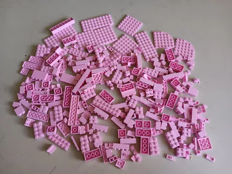 LEGO BULK LOT OF 290 BRIGHT PINK BRICKS PLATES SLOPE & SPECIALTY PIECES