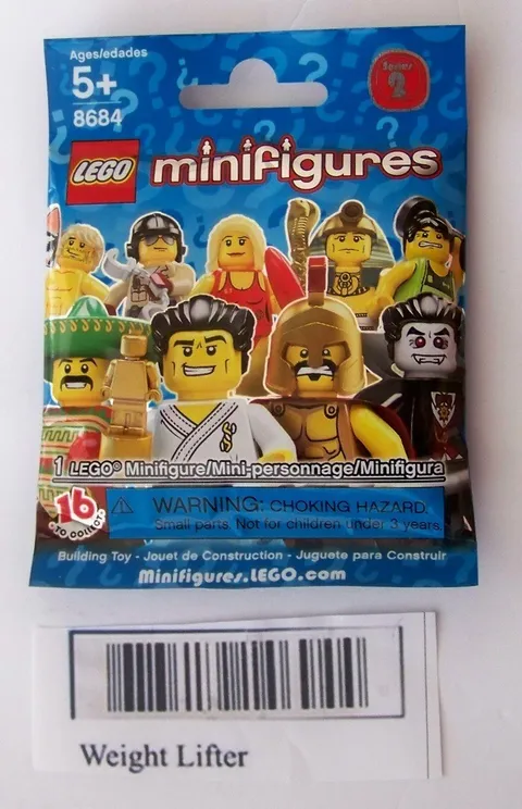 Lego WEIGHT LIFTER Series 2 minifigure 8684 NEW SEALED UNOPENED Verified Barcode