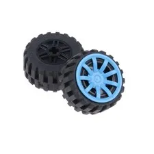 2x LEGO Rim 30.4x14 Black Wheel Hubcap Blue 62701 92402 55982c05