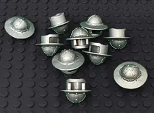 Lego 10 Flat Silver Castle Knight / Guard Helmet with Chin Guard and Broad Brim