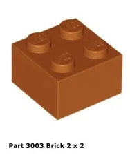 LEGO Dark Orange 2x2 Brick (3003) - 100 New Pieces - Building Bricks