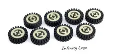 8 LEGO Vintage 24 x 8 Offset Tread Wheel Old Light Grey Hub Axle-Hole 3483 3482
