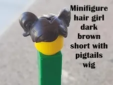 LEGO Minifigure Hair Girl Dark Brown Short With Pigtails Wig
