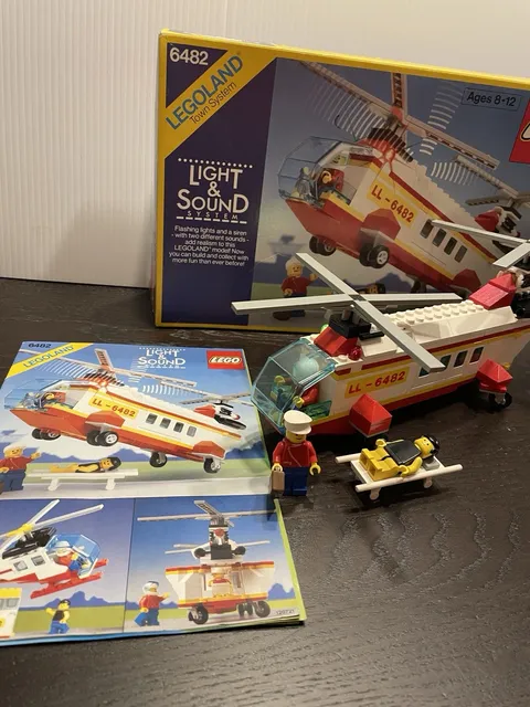 Vintage  Lego 6482  RESCUE HELICOPTER  Light &Sound Complete Box & Instructions
