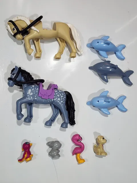 LEGO Animal Lot 2 Horses, Dog, Rabbit, 2 Birds, 3 Dolphins Animals Figures