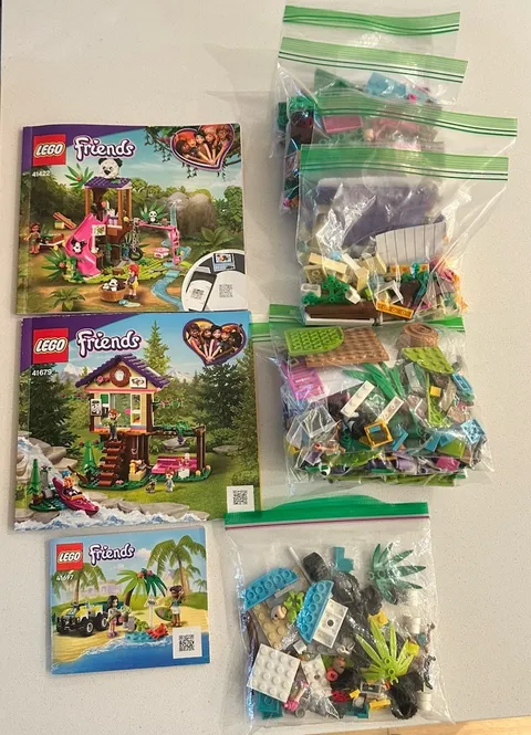 Lego Friends LOT COMPLETE W MANUALS 41422 Panda Jungle 41679 Forest house 41697