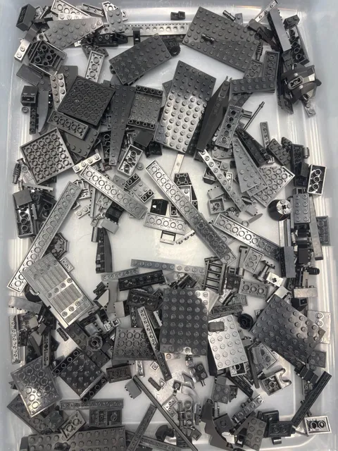 1 lb. Bulk Mixed Black Legos - standard blocks and unique pieces (Lot K)