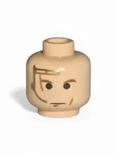 Lego Anakin Skywalker Minifigure Head Star Wars Part Scars Gold Headset Dimple