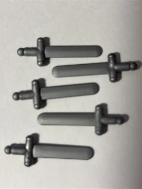 (5)Lego Part 3847 Silver Minifigure Weapon Short Sword VTG