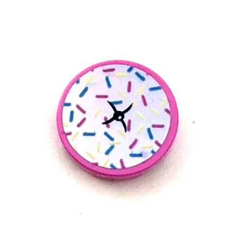 LEGO Dark Pink Tile Round 2x2 Sprinkles Seat Cushion Black Button Pattern Piece
