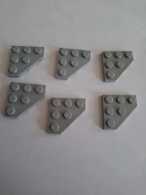 No 401 6x Lego Plate 3x3 Slant Corner 2450 Light Grey