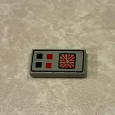 LEGO Light Gray Tile 1 x 2 Red Black Buttons Computer Pattern 3069p25 3069bp25