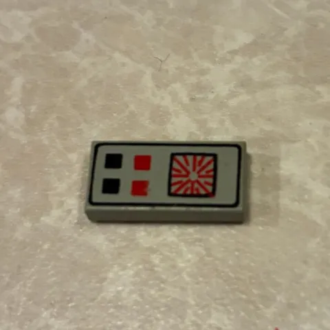 LEGO Light Gray Tile 1 x 2 Red Black Buttons Computer Pattern 3069p25 3069bp25