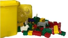 Storage Bucket Lego Duplo Yellow Container With Lid & Blocks/Bricks  10.5” Tall