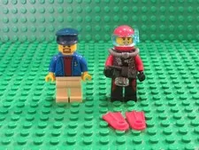 Lot 2 LEGO Minifigs CITY Town Deep Sea Captain + Scuba Diver 60095 Diving SD54