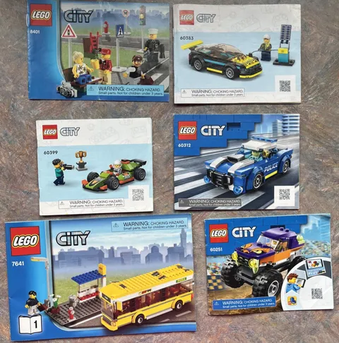 Lego City Instruction Manuals Lot 60251 60312 60399 60383 8401 7641 - READ