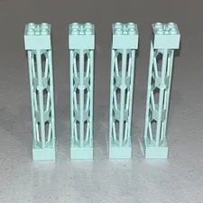 LEGO 95347 Support Girder Light Aqua  2X2X10 - 3 Posts 3 Sections (Lot Of 4)