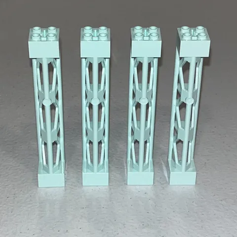 LEGO 95347 Support Girder Light Aqua  2X2X10 - 3 Posts 3 Sections (Lot Of 4)