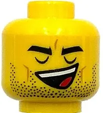 Lego New Yellow Minifigure Head Dual Sided Black Thick Eyebrows Stubble Part