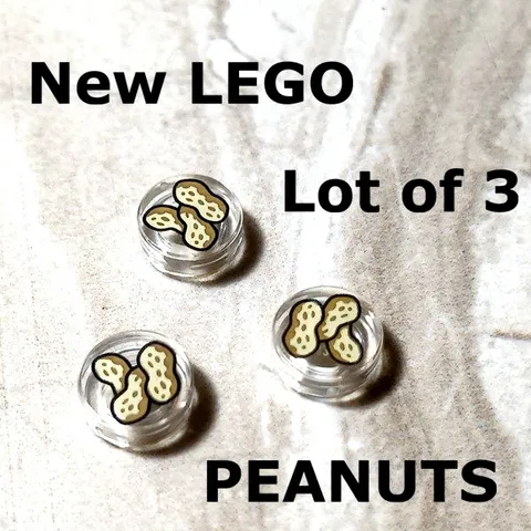 New LEGO Peanuts Shelled in Shell Printed Tile Lot of 3 Plant Seed Food Root Veg