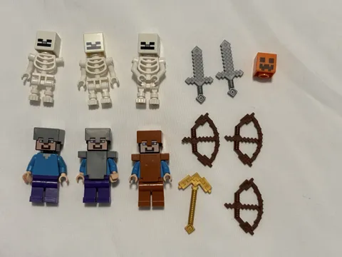 Mixed Lot of LEGO Minecraft Minifigures, Parts, & Accessories