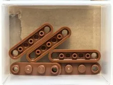 LEGO Parts - Reddish Brown Plate, Round 1 x 4 2 Open Studs - No 77845 - QTY 5