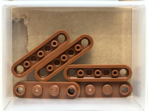 LEGO Parts - Reddish Brown Plate, Round 1 x 4 2 Open Studs - No 77845 - QTY 5
