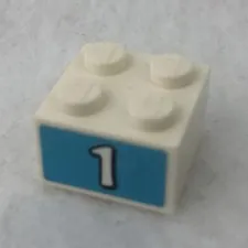 LEGO 3003pb136 White Brick 2 x 2 W/ White Number 1 Pattern