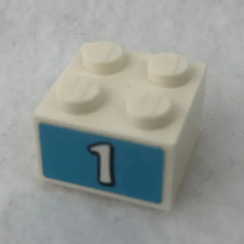 LEGO 3003pb136 White Brick 2 x 2 W/ White Number 1 Pattern
