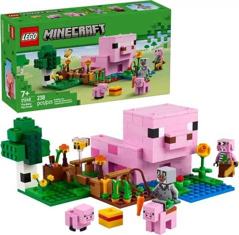 LEGO Minecraft The Baby Pig House Toy Figures and Playset 238 pcs (21268)™