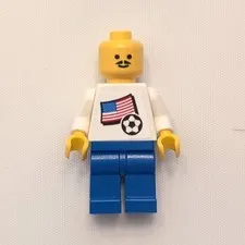 LEGO Soccer Player Minifigure #10 USA Flag Shirt Torso Blue Legs Mustache