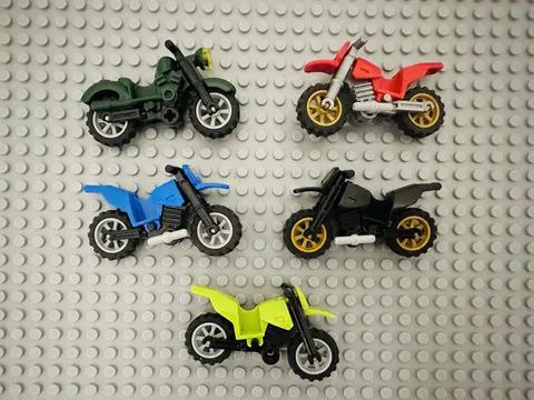 Lot Of 5 Random Lego Motorcycles With Wheels Green 6117841 Black 6150542