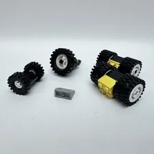 Lego Wheels - Axles - Tires Assorted Lot.  Missing One Wheel & Tire.