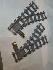 Lego RC Train Switch Track Dark Bluish Gray 1x Left 53407 1x Right 53404 w Throw