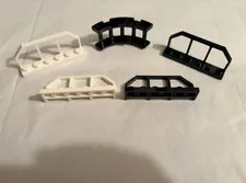 LEGO Curved Train Track Pieces Lot 5pc Black White Plastic Parts 60212