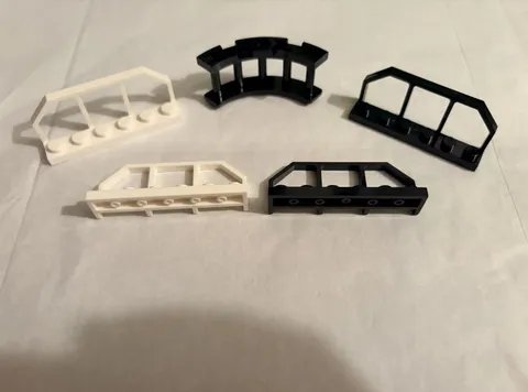LEGO Curved Train Track Pieces Lot 5pc Black White Plastic Parts 60212
