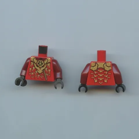 NINJAGO LEGO x 2 Kai Red Minifigure Torso Robe with Gold and Dark Orange Dragon