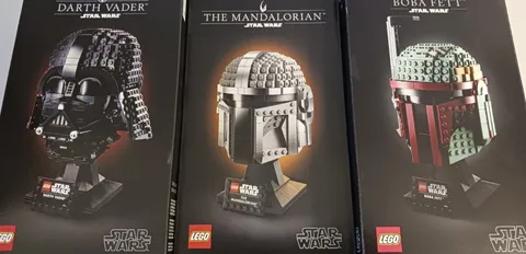 LEGO Star Wars Helmets Lot of 3 Boba Fett 75277, Darth Vader 75304, Mandalorian