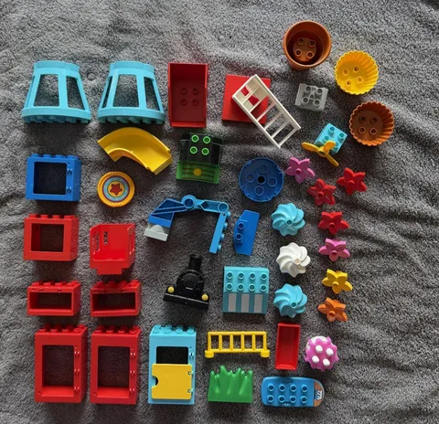 LEGO DUPLO Large Mixed Lot Specialty Blocks Doors, Windows, Trains, Fire Truck
