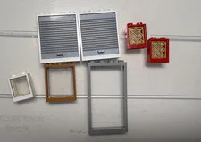 LEGO Window Frames & Shutters Parts Lot, 7 Pieces, Multicolor Plastic