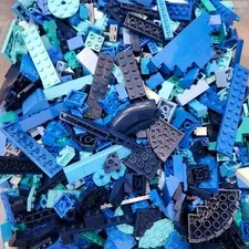 Bulk Lego:  Blue Shade Mix - Sorted 15oz Bricks, Flats, Studs, Angles, Baseplate